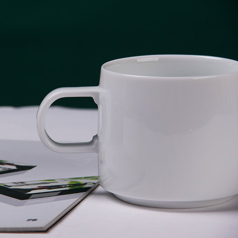 Gloway Popular Diy Gift Custom LOGO 13.5 oz Simple White Coffee Mugs Blank Ceramic Mug For logo Printing