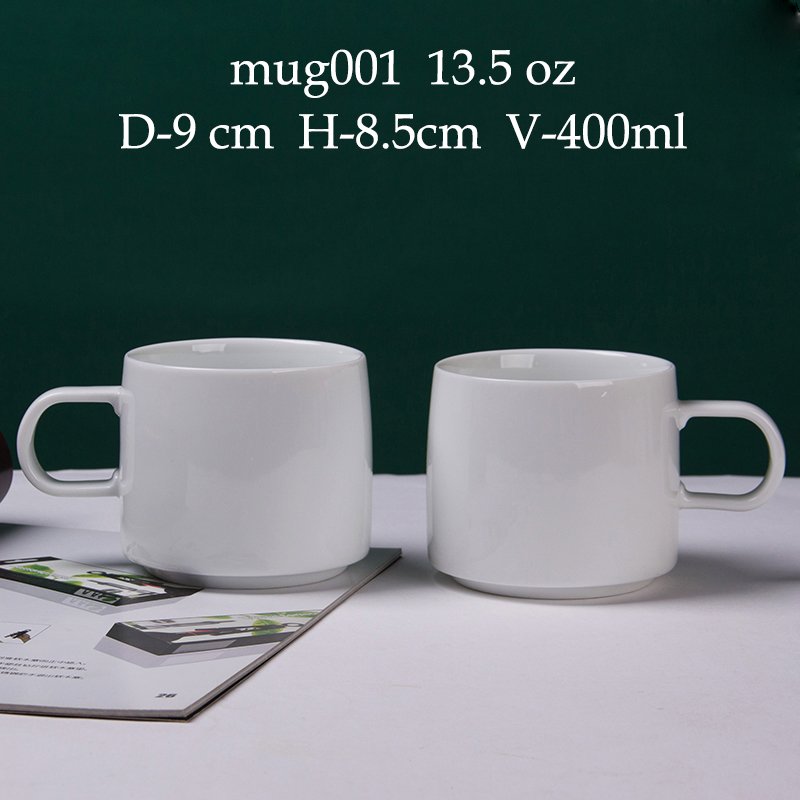 Gloway Popular Diy Gift Custom LOGO 13.5 oz Simple White Coffee Mugs Blank Ceramic Mug For logo Printing