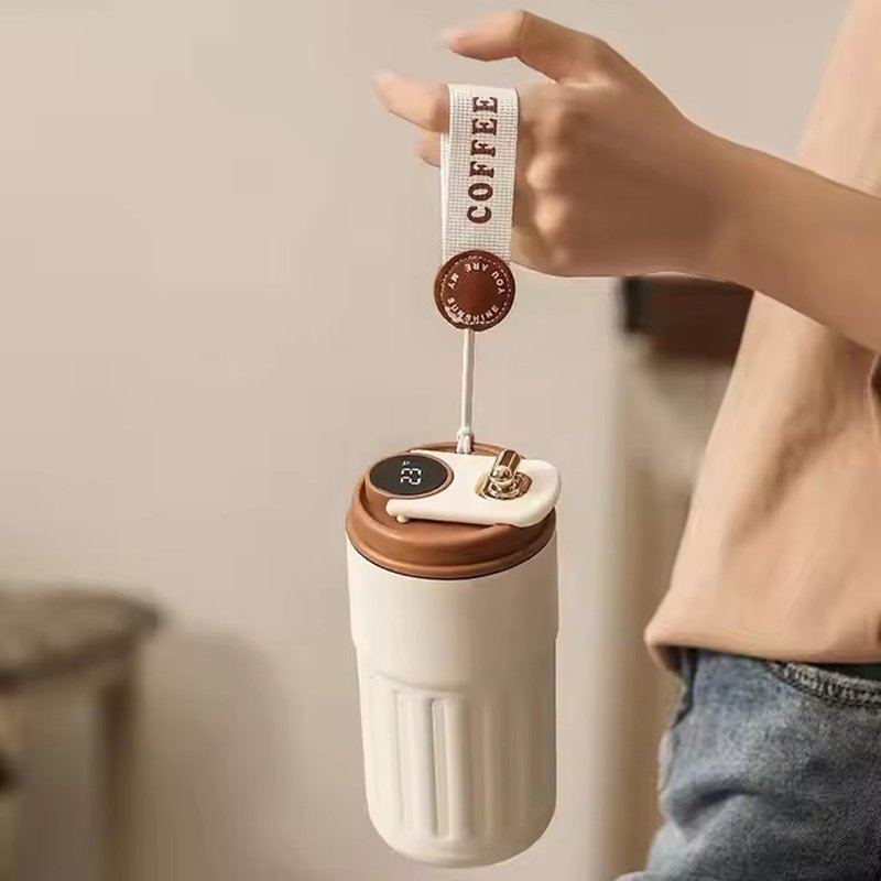 450ml Portable Stainless Steel Insulated Coffee Cup Smart Coffee Mug Tumbler with LED Temperature Display