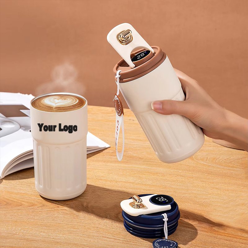450ml Portable Stainless Steel Insulated Coffee Cup Smart Coffee Mug Tumbler with LED Temperature Display