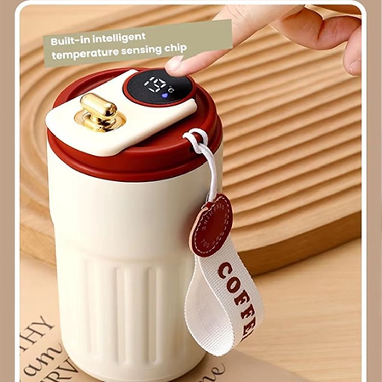 450ml Portable Stainless Steel Insulated Coffee Cup Smart Coffee Mug Tumbler with LED Temperature Display