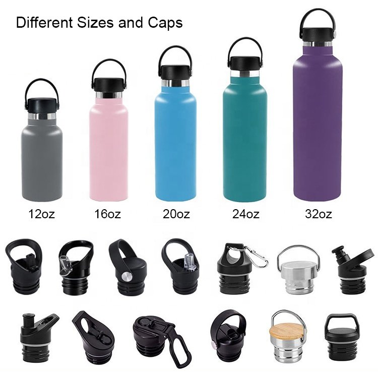 Double Wall Water Bottle Stainless Steel Flask Sports Bottle with Handle Lid 12oz 24oz 32oz 40oz 64oz