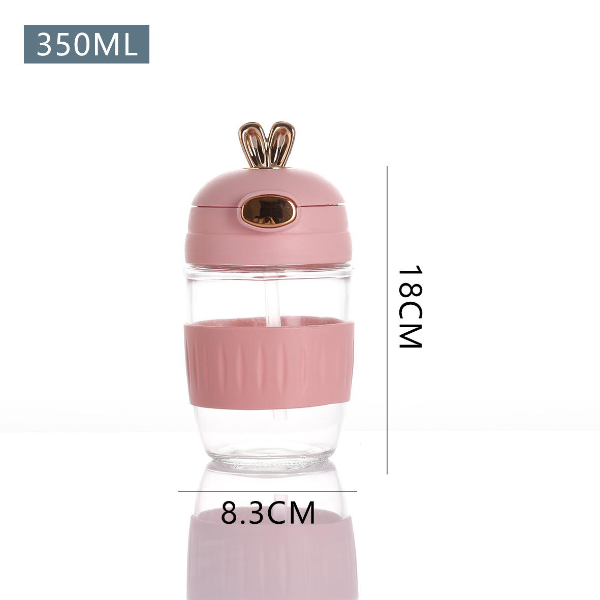 cute children straw glass water bottle Male and female student couple water bottle coffee drink gift water cup
