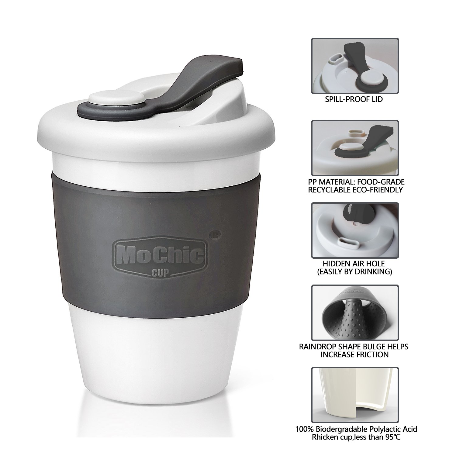 Custom 340ml Print Logo Mug Eco Friendly Travel Keep Glass Reusable Coffee Cup With Silicone Lid