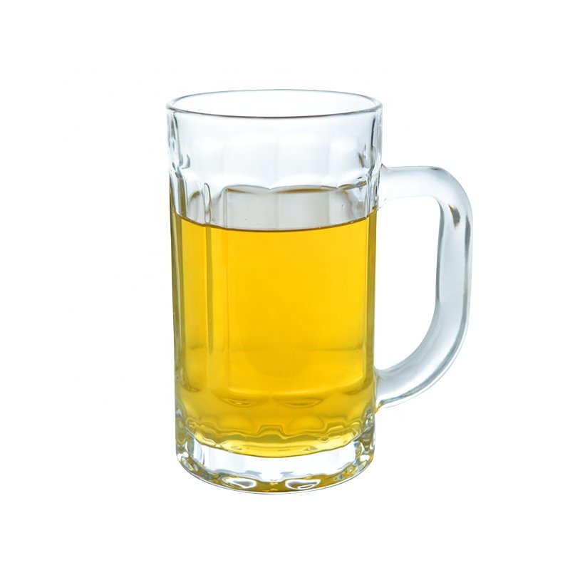 Personalised logo printed drinking glassware with handle 400ml custom beer mug glass