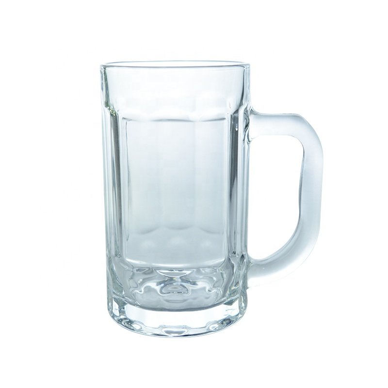 Personalised logo printed drinking glassware with handle 400ml custom beer mug glass