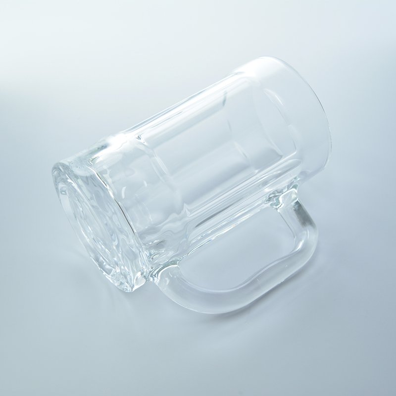 Personalised logo printed drinking glassware with handle 400ml custom beer mug glass