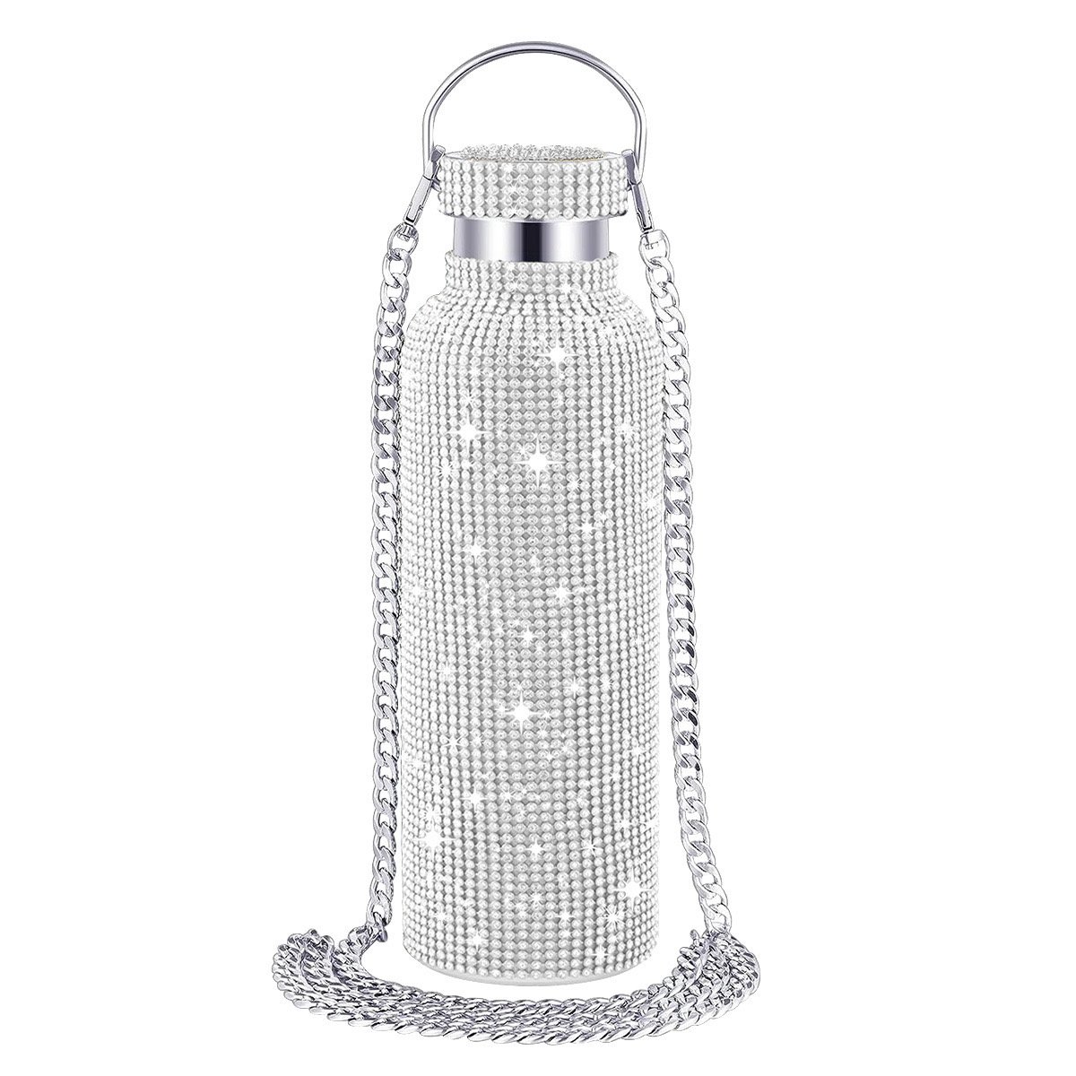 Hot Sale 500ml Luxury Designer Vacuum Flask Shiny Gold Diamond Rhinestone Diamond Cup Crystal Water Bottle