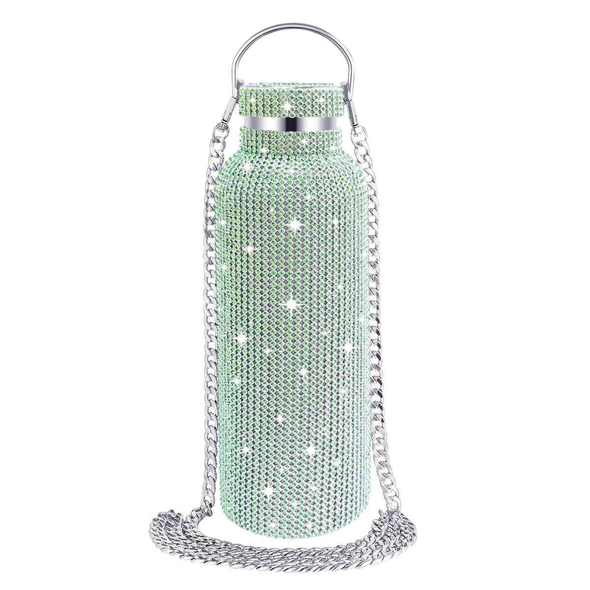Hot Sale 500ml Luxury Designer Vacuum Flask Shiny Gold Diamond Rhinestone Diamond Cup Crystal Water Bottle