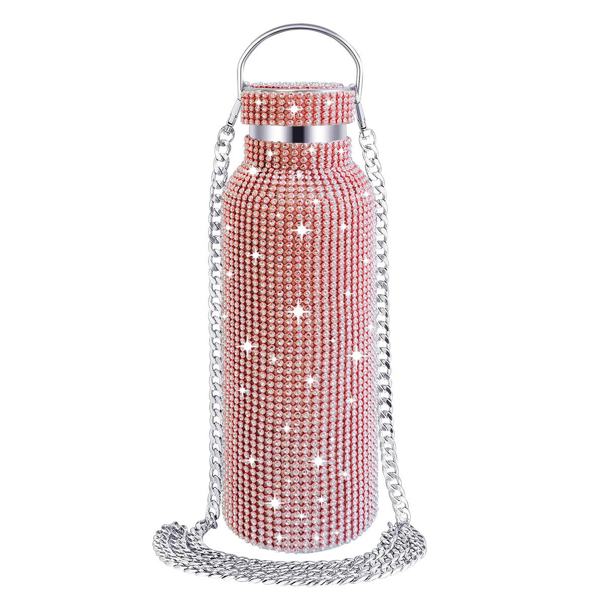 Hot Sale 500ml Luxury Designer Vacuum Flask Shiny Gold Diamond Rhinestone Diamond Cup Crystal Water Bottle