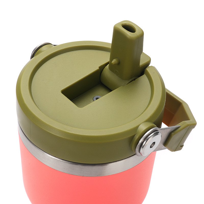 Spill Proof Sweat Proof Double Wall Vacuum Tumbler Reusable Mug Insulated Stainless Steel Travel Mug with Handle Lid