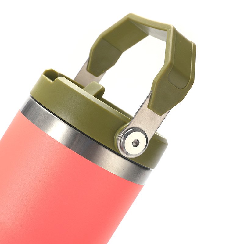 Spill Proof Sweat Proof Double Wall Vacuum Tumbler Reusable Mug Insulated Stainless Steel Travel Mug with Handle Lid