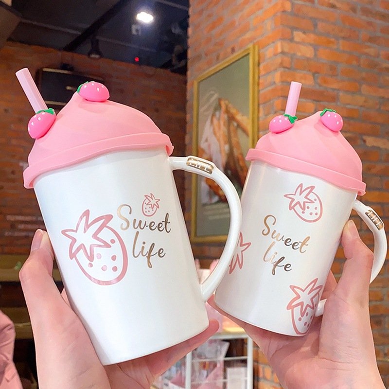 School Girl Portable Summer Fruits Pattern High Quality Cute For Girls Coffee Mugs With Logo Valentine Mug Set