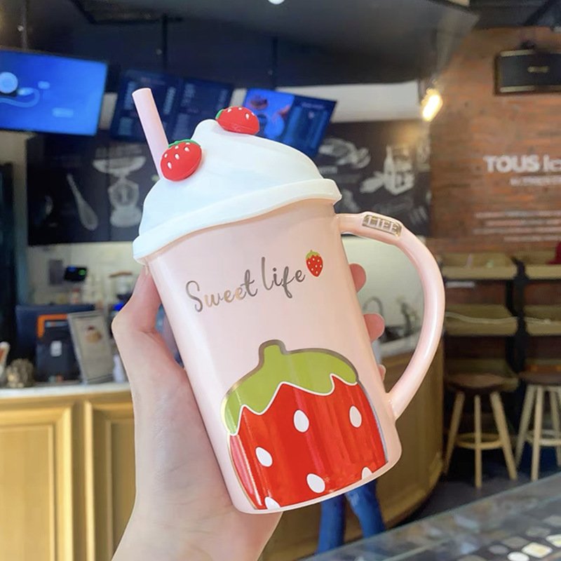 School Girl Portable Summer Fruits Pattern High Quality Cute For Girls Coffee Mugs With Logo Valentine Mug Set