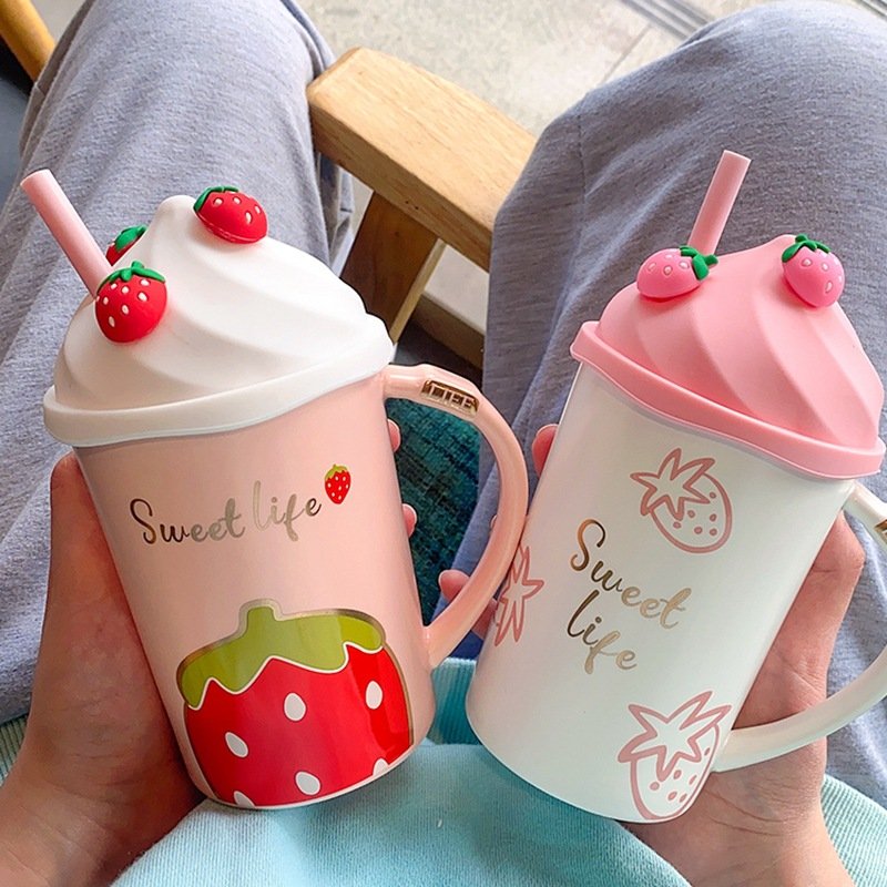 School Girl Portable Summer Fruits Pattern High Quality Cute For Girls Coffee Mugs With Logo Valentine Mug Set