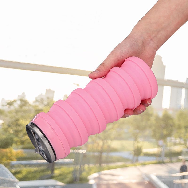Newest 480ml Foldable Water Jug Silicone Sports Drink Water Bottle Custom Logo Designed Collapsible Water Bottle For Travel