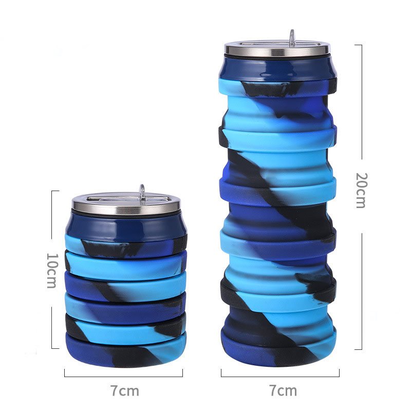 Newest 480ml Foldable Water Jug Silicone Sports Drink Water Bottle Custom Logo Designed Collapsible Water Bottle For Travel