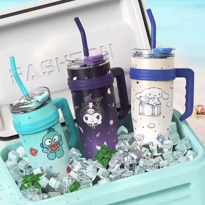 40oz Stainless Steel Thermos Cup Vacuum Insulated Ice Tumbler Cup Large Capacity Cartoon Kuromi Water Bottle
