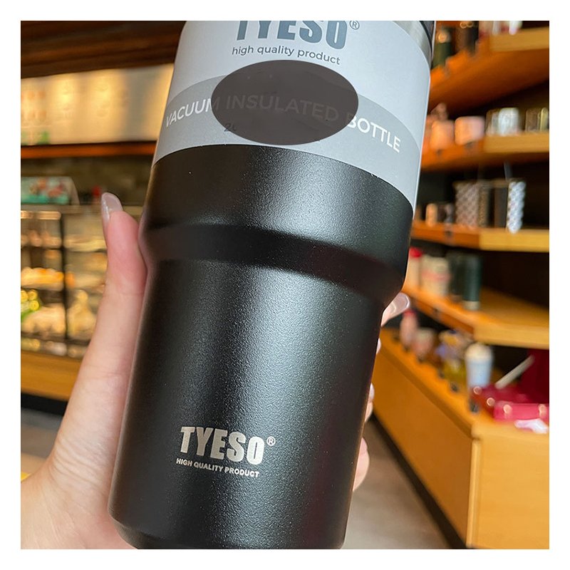 Tyeso 890ml Powder Coated Vacuum Insulated Water Bottles with Duo Lids, Leak Proof & Lightweight for Sports Travel