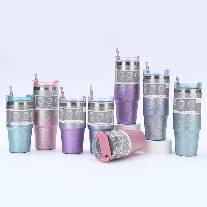 2024 Rainbow Shimmer Glitter Sublimation Travel Mug Eco-friendly Mixed Color 30oz 20oz Stainless Steel Tumbler for Drinking