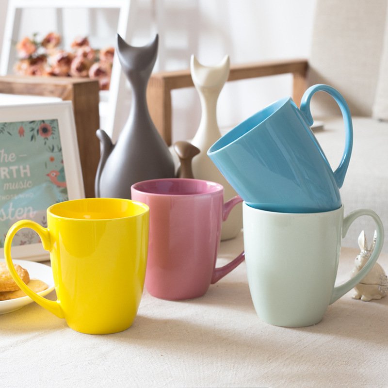 Ceramic Cup Mug Solid Color Simple Colorful Household Mug Tea Cup Milk Cup
