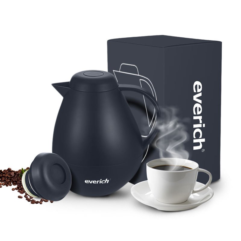 1L Double Wall Insulated Out Abs Inner Glass Thermos Vacuum Flask TeaArabic Coffee Pot With Comfortable C Shaped Handle