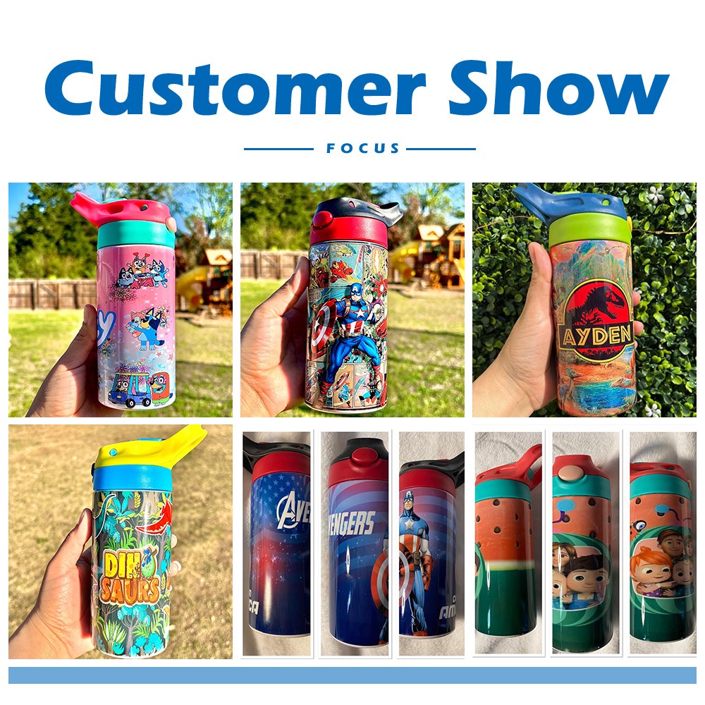 USA warehouse Flip Top Straight Sublimation Blanks 12oz Tumbler 350ml Kids Cup Stainless Steel Water Bottle Sublimation DIY Cup