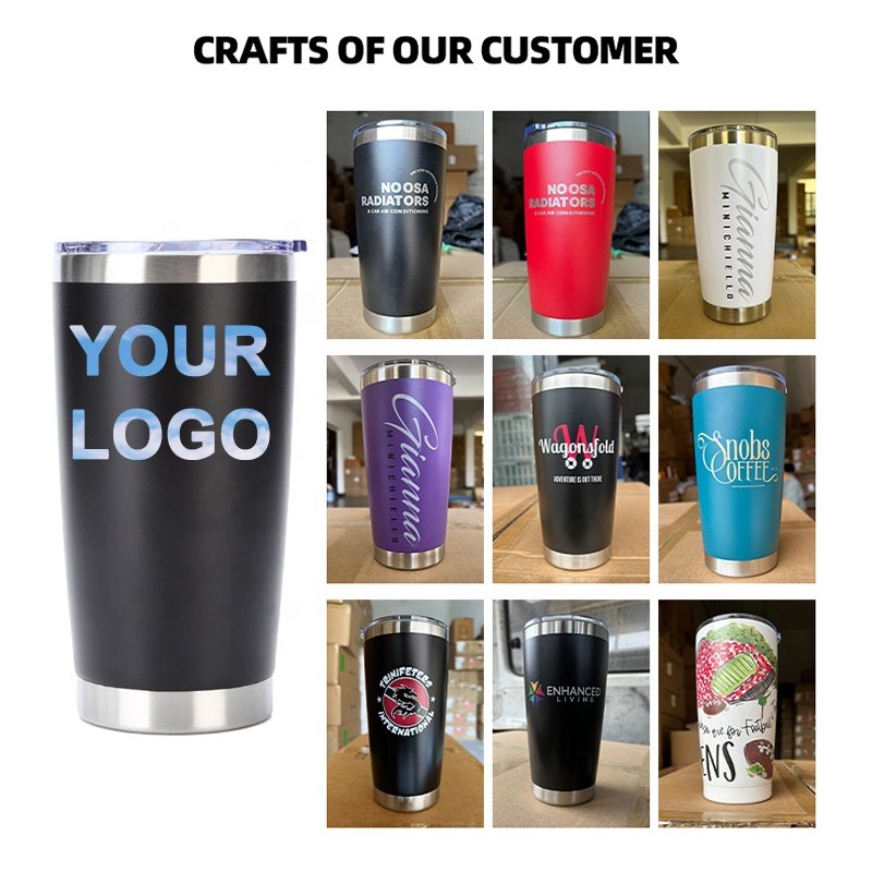 Double Wall Vacuum Insulated 20oz Travel Mugs Coffee Cup Stainless Steel Tumbler