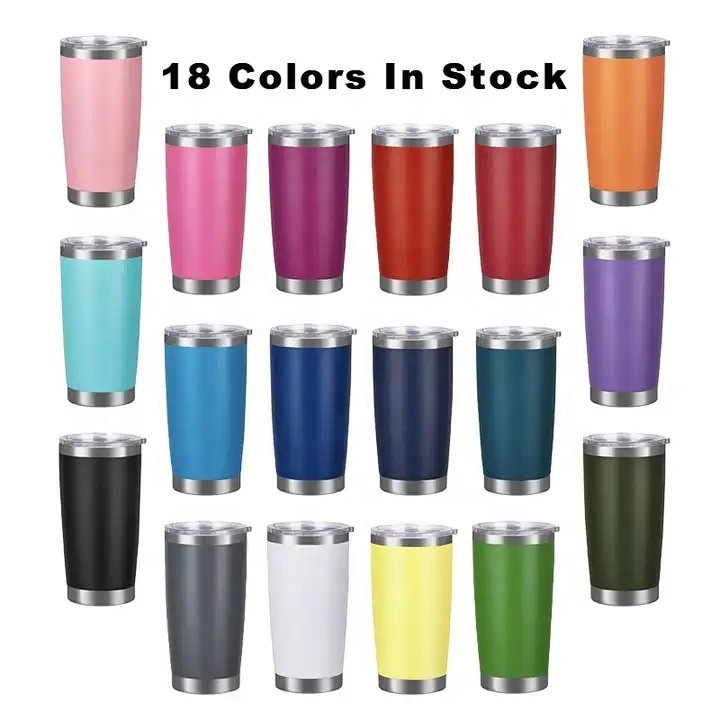 Double Wall Vacuum Insulated 20oz Travel Mugs Coffee Cup Stainless Steel Tumbler
