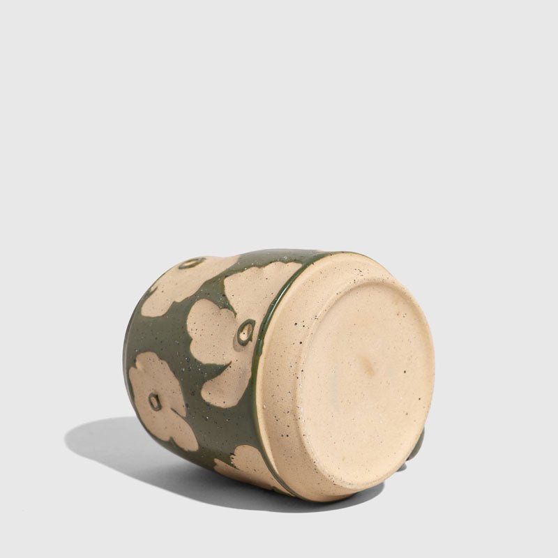 New design splash-ink green stoneware ceramic cup modern art hand made flower custom unique coffee mug