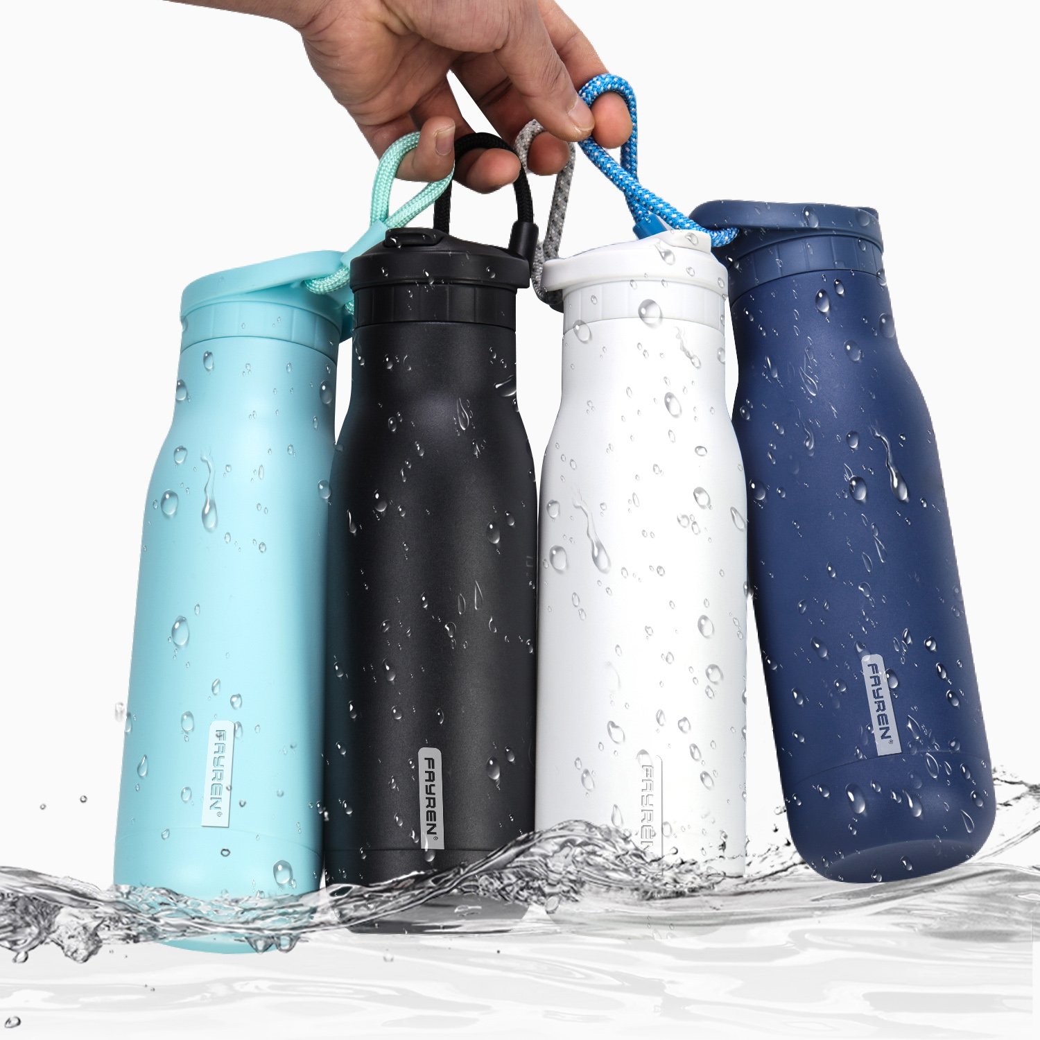 OEM Stainless Steel Thermal Flask Water Bottles Bulk 24oz Double Wall Drinking Water Bottle Keep Cold Keep Hot With Handle