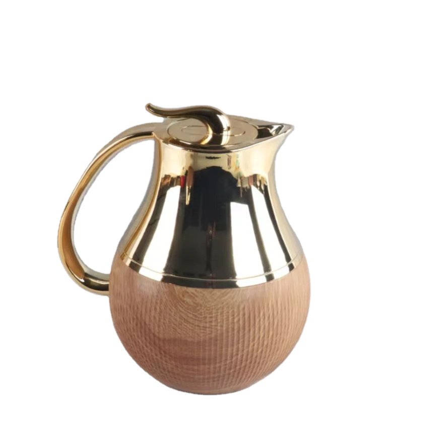 Arabic Royal Design Thermos Vacuum Flask teapot dallah Coffee flask with Golden Top with Gold Handle