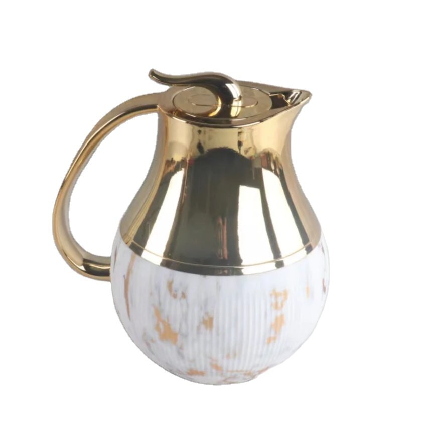 Arabic Royal Design Thermos Vacuum Flask teapot dallah Coffee flask with Golden Top with Gold Handle