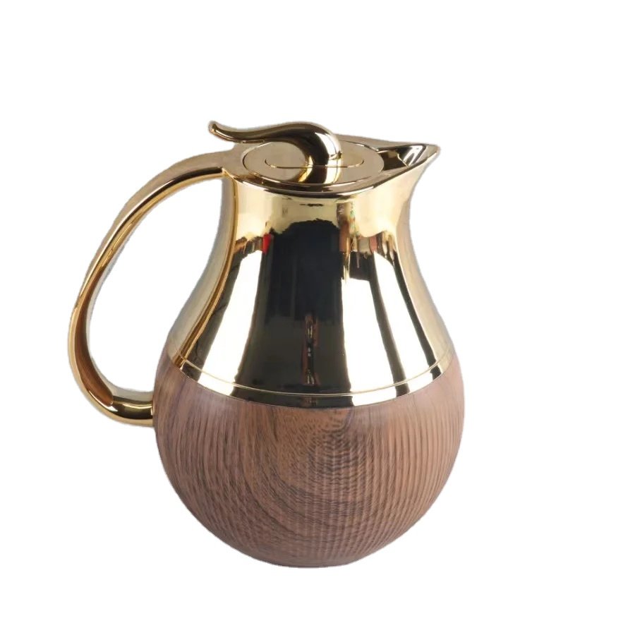 Arabic Royal Design Thermos Vacuum Flask teapot dallah Coffee flask with Golden Top with Gold Handle