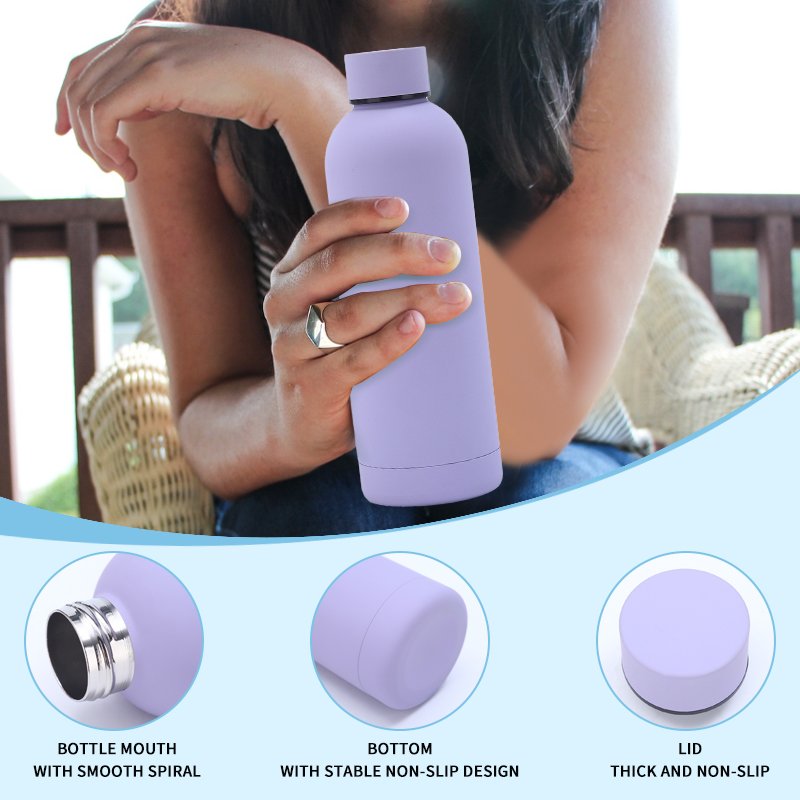 Custom logo Stainless Steel Bottle Double Wall Insulated Vacuum Flask Skin Coating Metal Sports Water Bottle