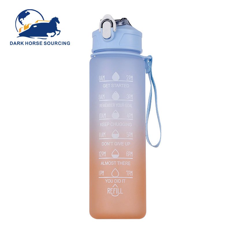Plastic 1 liter BPA FREE Leakproof Outdoor Gym Fitness motivational workout water bottle
