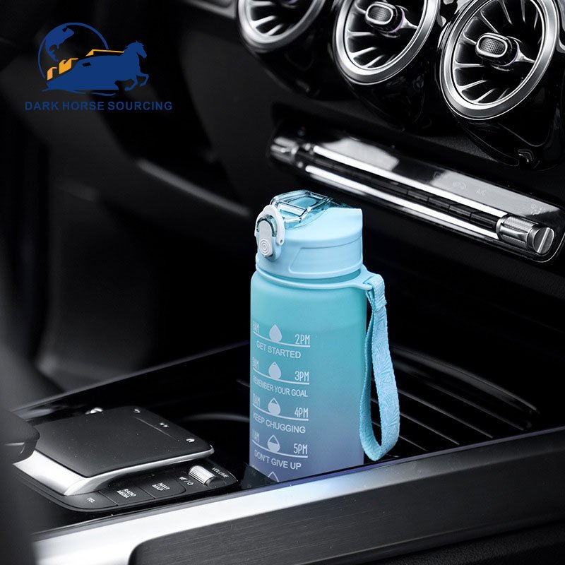 Plastic 1 liter BPA FREE Leakproof Outdoor Gym Fitness motivational workout water bottle