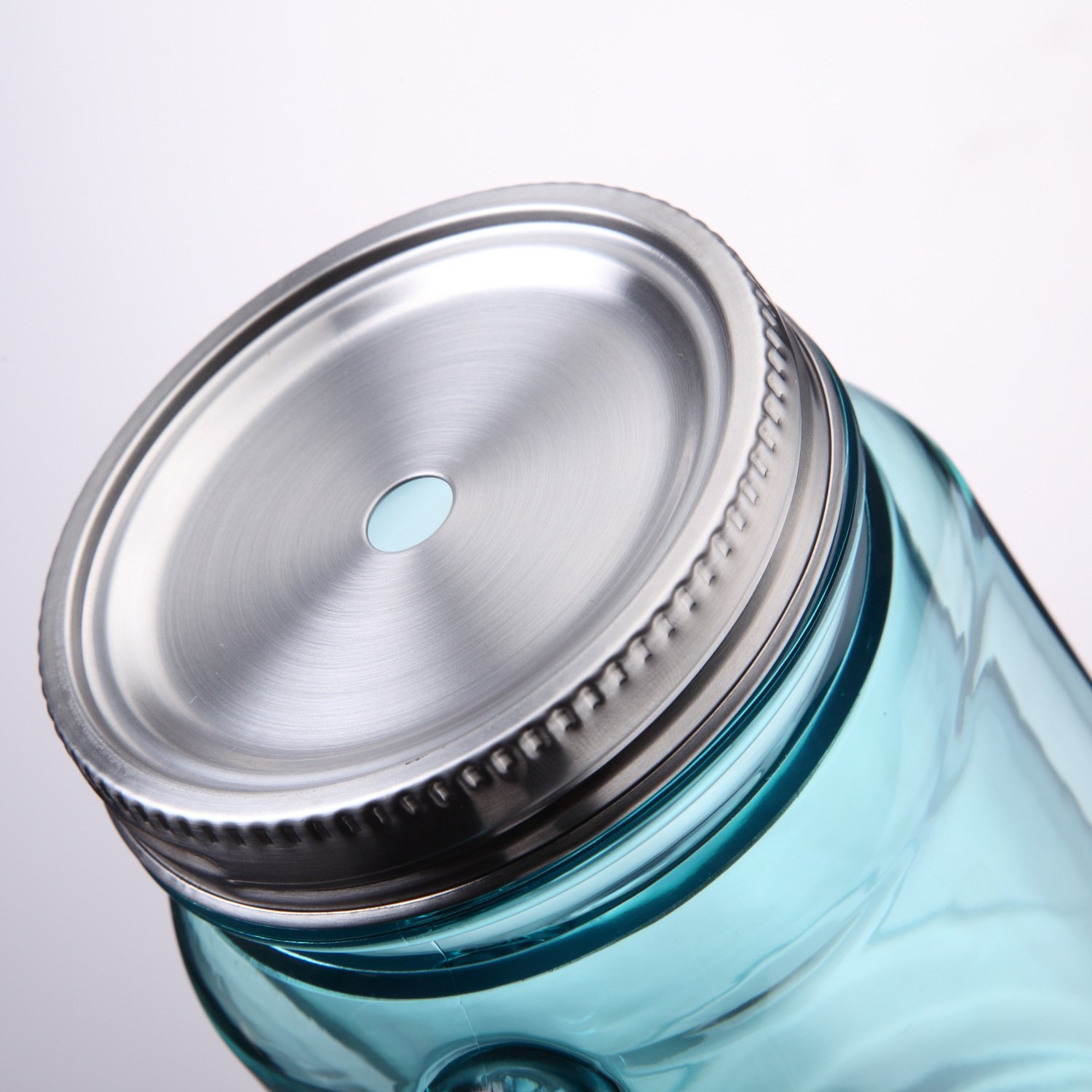 DD1888 18 oz Water Cup Handle Plastic Mug Drinking Bubble Bottle Double Wall Clear Mason Jar With Straw and Lid