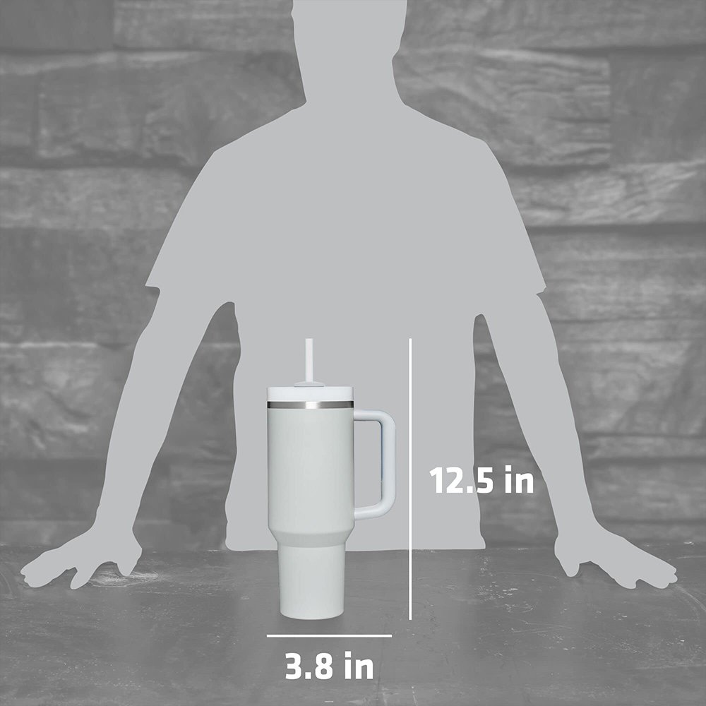 Insulated Stainless Steel Travel Mug Leakproof 40 oz Vacuum Travel Coffee Cup with Handle and Straw Tumbler with Lid and Straw