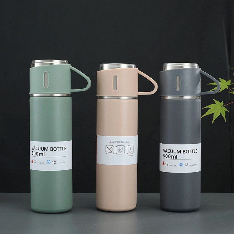 Business 500ml Travel Coffee Tumbler Stainless Steel Insulated Water Bottle Vacuum Flask Set for Business Gift