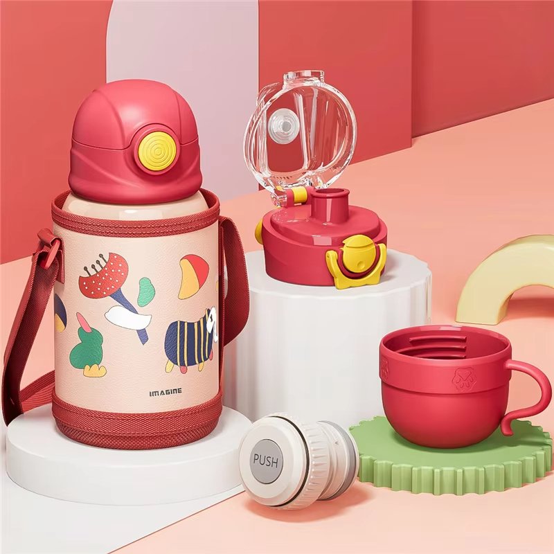 500ml kids thermos cup double wall stainless steel vacuum flask feeding baby bottle with straw portable thermos vacuum flasks
