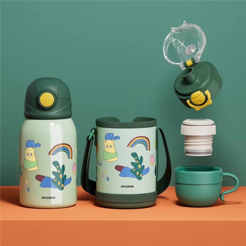 500ml kids thermos cup double wall stainless steel vacuum flask feeding baby bottle with straw portable thermos vacuum flasks