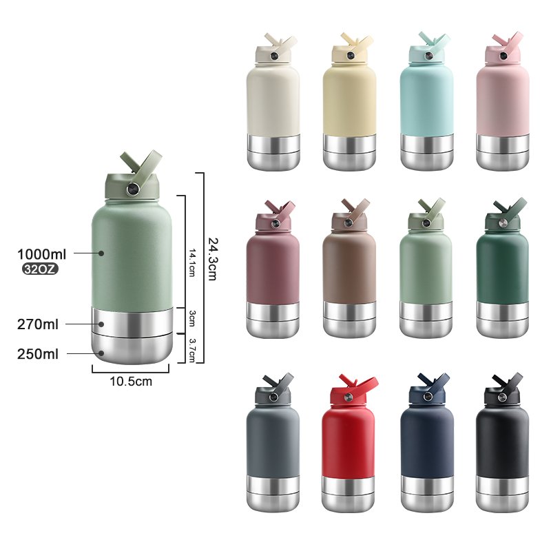 Custom logo camping travel outdoor sport gym stainless steel tumbler 3 in1 water bottle double wall vacuum flask