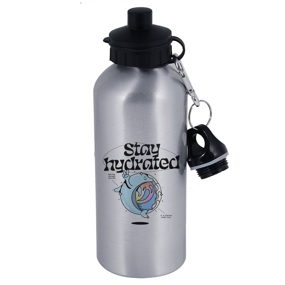 Wholesale Sublimation Blank Aluminium Water Bottle With Cup Lid Outdoor Sports Cycling 600ml Silver