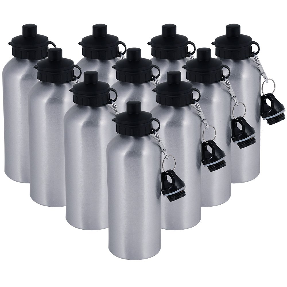 Wholesale Sublimation Blank Aluminium Water Bottle With Cup Lid Outdoor Sports Cycling 600ml Silver