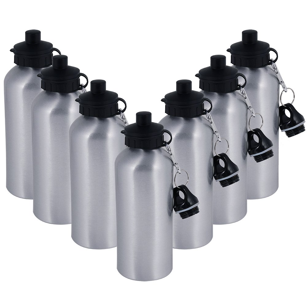 Wholesale Sublimation Blank Aluminium Water Bottle With Cup Lid Outdoor Sports Cycling 600ml Silver