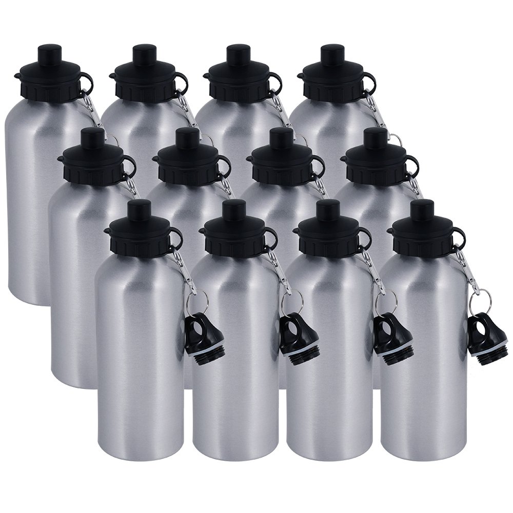 Wholesale Sublimation Blank Aluminium Water Bottle With Cup Lid Outdoor Sports Cycling 600ml Silver