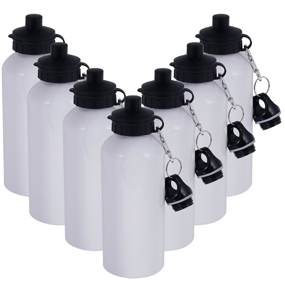 Wholesale Sublimation Blank Aluminium Water Bottle With Cup Lid Outdoor Sports Cycling 600ml Silver