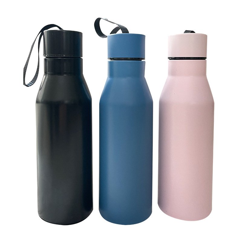 20oz 500ml termo doble pared Car portable simple stainless steel Double wall thermos insulation cup with a strap in the lid