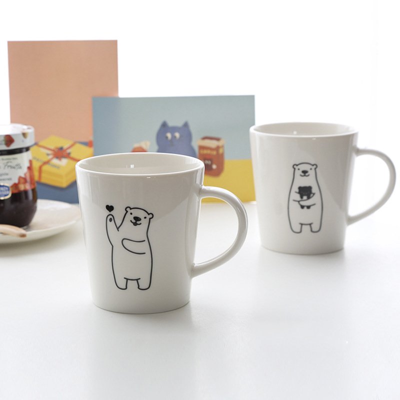 350ML Wide Mouth Round V Ceramic Cup Personalized Fine Bone China Mug